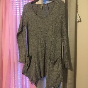 Mittoshop Gray Asymmetrical Long Sleeve Tunic